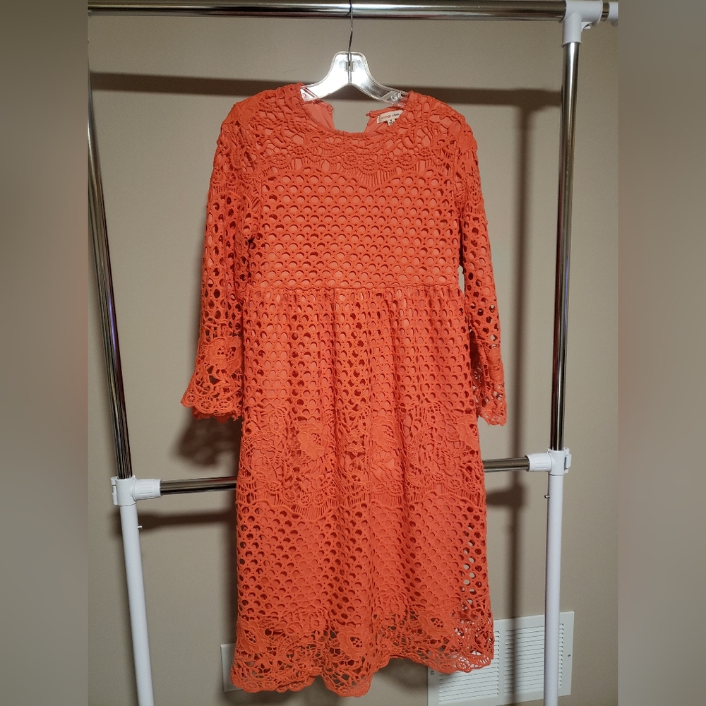 Orange Creek Coral Crochet Dress size Small